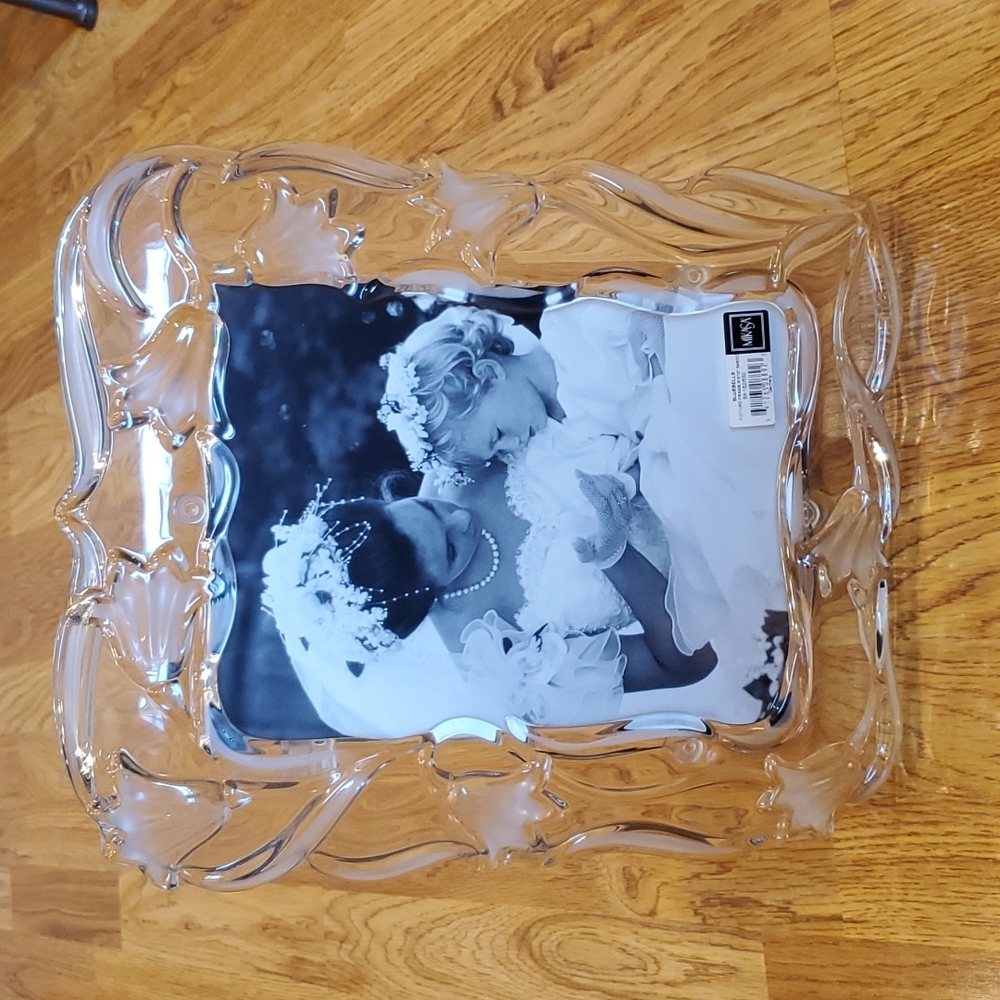 New with tags, Mikasa 8x10 "Bluebells" crystal photo frame